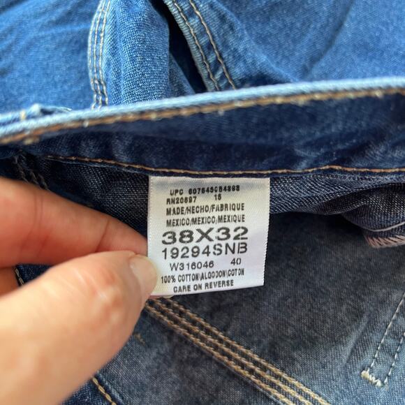 Dickies Carpenter Mens Jeans 38x32 Y2K Utility Street Work Relax Fit Dark Wash - Picture 10 of 11